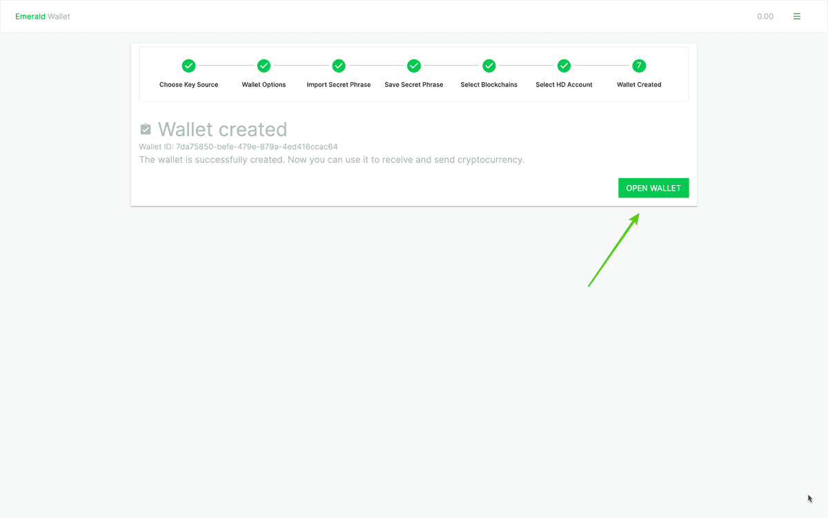Wallet created.