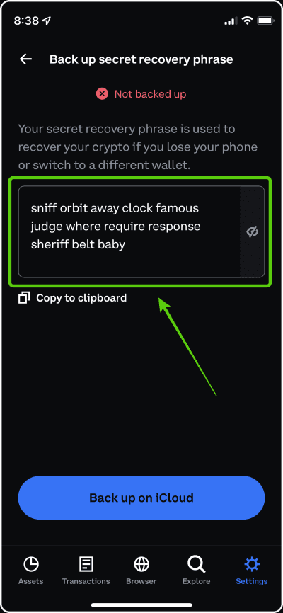 Coinbase wallet 12 words.