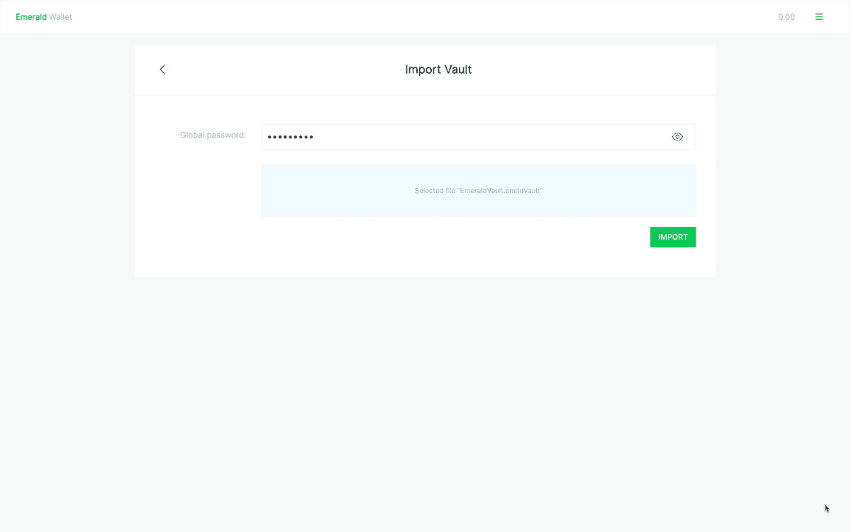Global key for Emerald Vault import.