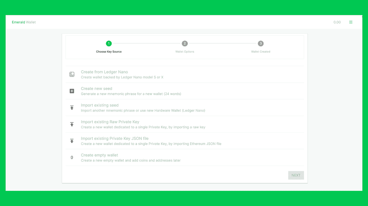 Set up first wallet.