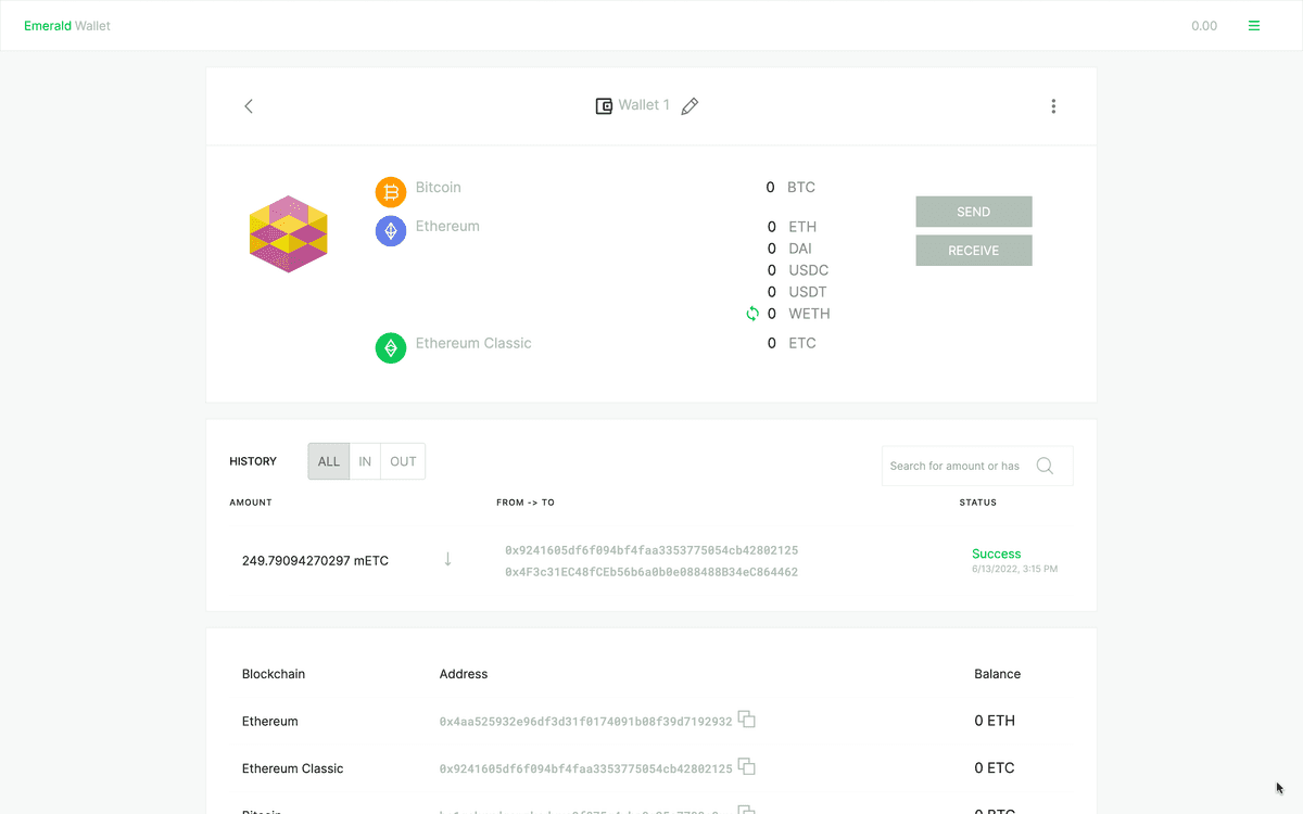On your wallet, select a transaction.