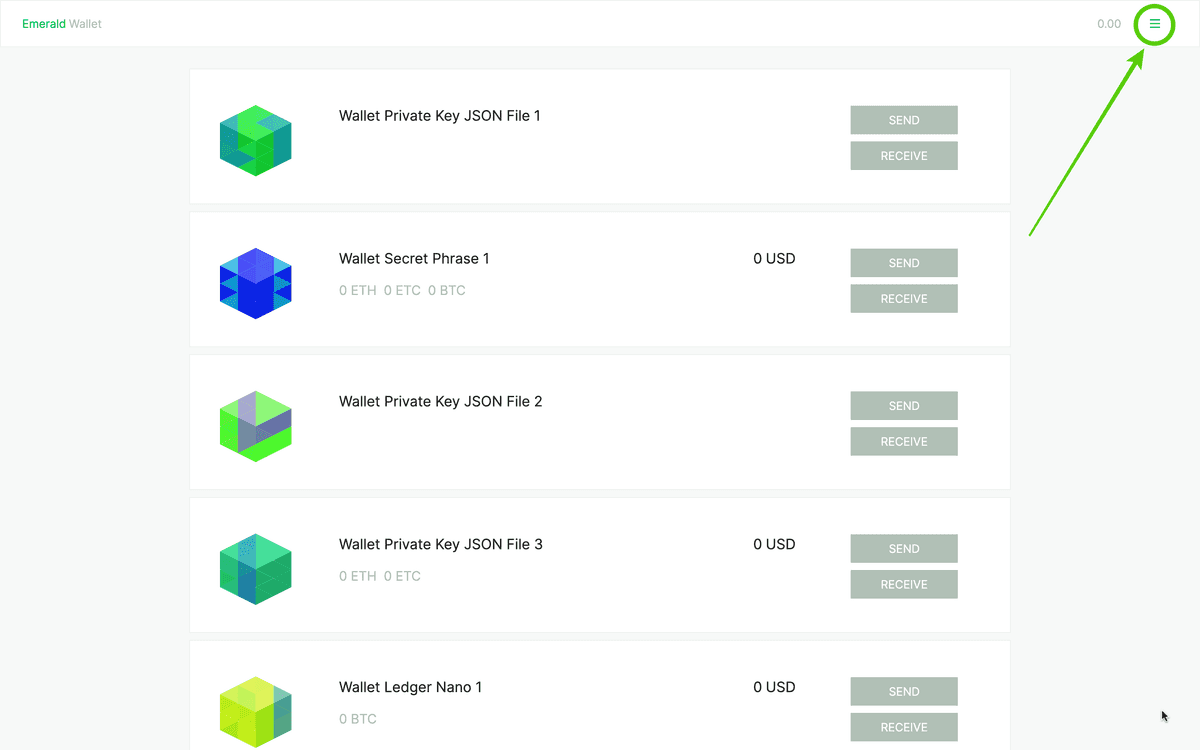 Open Emerald and main menu.