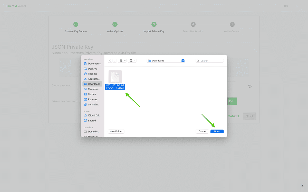 Select the JSON file from your machine.
